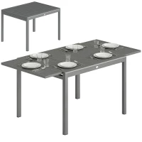 Outsunny Tavolo da Giardino Allungabile per 6-8 Persone con Piano a Doghe, in Alluminio, 110-170x90x75 cm, Grigio Scuro(m-11)