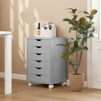 HOMCOM Bloco de Gavetas Móvel Arquivador com 6 Gavetas Suporte para Impressora com Rodas 40x35x63 cm Cinzento(m-8)