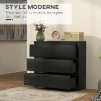 HOMCOM Commode 3 tiroirs, Meuble de rangement épuré pour chambre, intérieur, 80l x 39P x 73H cm(m-4)