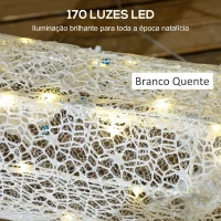 Outsunny Rena com Trenó Luminoso Decoração de Natal com 170 LED Branco Quente Iluminação Natalícia 50x29x42 cm Multicor(m-4)