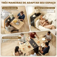 HOMCOM Mesa de Cozinha Dobrável com Arrumação Mesa de Refeição Compacta com 4 Prateleiras 169x60x75 cm Madeira e Preto(m-4)