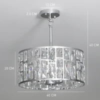 HOMCOM 72 Glass Crystallite Chandelier - Silver-Tone(m-3)