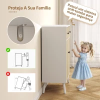 HOMCOM Sapateira de 2 Portas com Design em Espiga Prateleiras Ajustáveis Gaveta para 12 Pares de Sapatos 75x35x97 cm, Branco e Madeira(m-7)