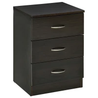HOMCOM Three-Drawer Simple Bedside Table - Black(m-10)