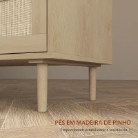 HOMCOM Cómoda para Quarto com 6 Gavetas e Frontal de Vime Pés de Madeira Estilo Bohemio 110x40x75 cm Madeira(m-6)