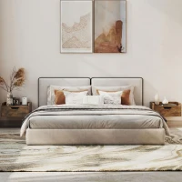 HOMCOM Floating Nightstands Set of 2, Wall Mounted Bedside Table with Drawer for Bedroom, Rustic Brown(m-7)