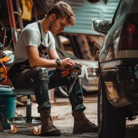 HOMCOM Tabouret de mécanicien siège pivotant hauteur réglable plateau de 100 kg pour le garage et la réparation automobile noir(m-10)