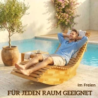 Outsunny Sonnenliege aus Akazienholz Klappbar Ergonomisch Gartenliege mit S-Form Latten-Design 60 x 156 x 77 cm(m-8)
