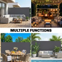 Outsunny Wysuwana markiza boczna, osłona przeciwsłoneczna i przeciwwiatrowa, UV 50+, 420 x 185 cm, ciemnoszara(m-7)