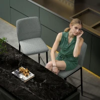 HOMCOM Conjunto de 2 Bancos de Bar Bancos Altos de Cozinha com Encosto e Apoio para os Pés Estofados em Veludo 41x52x97 cm Cinza(m-7)