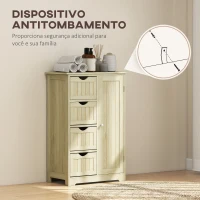 kleankin Armário de Casa de Banho Coluna Estreita com 4 Gavetas e Prateleira Ajustável Estilo Moderno 56x30x83 cm Madeira(m-7)
