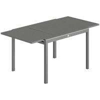 Outsunny Tavolo da Giardino Allungabile per 6-8 Persone con Piano a Doghe, in Alluminio, 110-170x90x75 cm, Grigio Scuro(m-1)