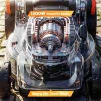 Outsunny Elektryczna kosiarka 1200 W z szerokością cięcia 34 cm, koszem na trawę o pojemności 35 litrów, funkcją mulczowania, 6 wysokościami cięcia, regulowanym uchwytem(m-4)