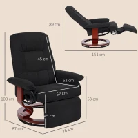 HOMCOM Reclining Swivel Chair, with Footrest - Black(m-3)