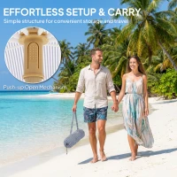 Outsunny 1.7 m Beach Umbrella with Sand Anchor, 30° Tilting Fringed Beach Garden Parasol with Adjustable Height, Blue(m-8)