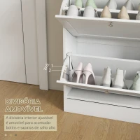 HOMCOM Sapateira Estreita com 2 Portas Sapateira para Entrada com Prateleiras Ajustáveis para 12 Pares de Sapatos 60x24x80 cm Branco(m-6)