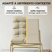 Outsunny Rocking Chair de Jardin Fauteuil à Bascule Coussin Moelleux 125cm Large 64cm en Acier et Textilène Beige et Doré(m-6)