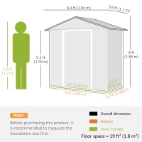 Outsunny 6.5ft x 3.5ft Metal Garden Storage Shed for Outdoor Tool Storage with Double Sliding Doors and 4 Vents, Green(m-3)