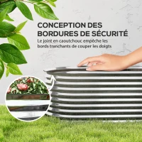 Outsunny Carré potager de jardin potager surélevé, résistant à la rouille en acier galvanisé 160 x 80 x 56 cm argent(m-6)