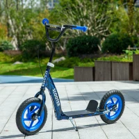 AIYAPLAY Trottinette patinette scooter enfant grandes roues de 6 à 12 ans hauteur réglable frein arrière béquille bleu(m-10)