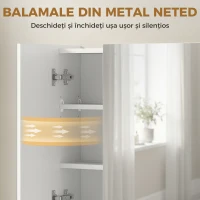 kleankin, Dulap cu Oglindă, 3 Uși Soft Close și Rafturi Reglabile, MDF, sticlă, 90 cm x 15 cm x 75 cm, Alb(m-5)