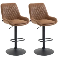 HOMCOM Set of Two Faux Leather Retro Bar Stools - Orange(m-14)