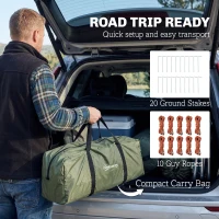 Outsunny Cort de camping pentru 3-4 persoane stabil 3000mm impermeabil cort de familie cu cameră de dormit antreu zonă de zi Verde(m-5)