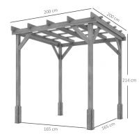 Outsunny 2 x 2m Wooden Pergola Kit, Decorative Garden Gazebo Shelter with Stable Structure for Climbing Vines, Flowers, Grey(m-3)
