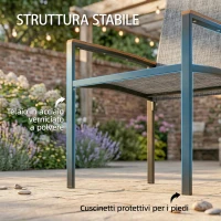 Outsunny Set Bistrò 3 Pezzi: Sedie in Rete e Tavolo, Grigio Misto.(m-6)