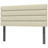 HOMCOM Cabeceira de Cama 140 cm Altura Ajustável em 3 Níveis 106/116/126 cm Estofada em Linho Bege(m-7)