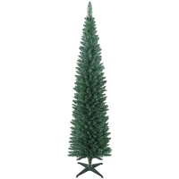 HOMCOM Árvore de Natal Slim 210 cm Árvore de Natal Artificial com 401 Ramos Suporte Metálico Decoração para Interior Verde(m-11)