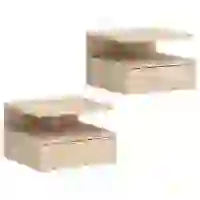 HOMCOM Set of Two Floating Bedside Tables - Oak(m-1)