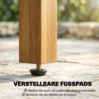 Outsunny Beistelltisch 48 x 48 cm wetterfest Gartentisch mit Lamellendesign verstellbaren Füßen, quadratisch(m-7)