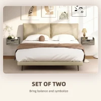 HOMCOM Floating Nightstands Set of 2, Wall Mounted Bedside Table with Drawer for Bedroom, Grey Wood Effect(m-4)