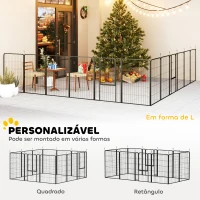 PawHut Parque para Cães de 12 Painéis 68x100 cm Parque Dobrável para Cães Médios com Portas Fecho e Estacas Preto(m-4)