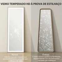 HOMCOM Espelho de Pé  com Luzes 165x60 cm 3 Temperaturas de Cor Brilho Ajustável Independente ou de Parede Branco e Preto(m-8)