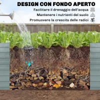 Outsunny Set di 2 Aiuole Rialzate in Metallo Galvanizzato con Bordo Sicuro, Fioriera Elevata per Verdure, Argento(m-8)