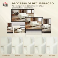 HOMCOM Sofá de 3 Lugares de 181 cm Estofado em Veludo com Almofadas Espessas Pernas de Metal Branco Creme(m-6)