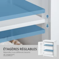 kleankin Meuble salle de bain, armoire salle de bain sur pied à 3 niveaux, double porte et étagère réglable, 60x30x80cm, blanc(m-5)