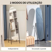 HOMCOM Espelho de Pé Arqueado 160x40 cm Espelho de Corpo Inteiro sem Moldura com Suporte de Metal Preto(m-5)