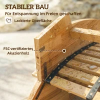 Outsunny Sonnenliege aus Akazienholz Klappbar Ergonomisch Gartenliege mit S-Form Latten-Design 60 x 156 x 77 cm(m-6)