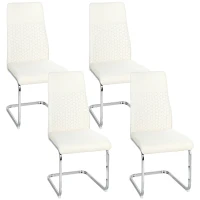 HOMCOM Conjunto de 4 Cadeiras de Sala de Jantar com Assento Acolchoado e Pés de Metal Cadeiras Cantilever Modernas 45x61x98 cm Creme(m-1)