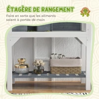 PawHut Maison pour tortues terrarium tortue terrestre sur pieds 2 zones toit ouvrant zone interactive 84,5 x 47,5 x 90 cm gris(m-4)