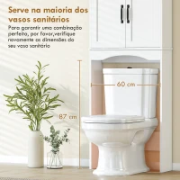 HOMCOM Armário sobre a Sanita, Móvel de Casa de Banho com 2 Portas de Fecho Suave e Prateleira Aberta, 64 x 21 x 173,5 cm, Branco(m-6)