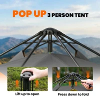 Outsunny Double Layer Instant Pop Up Tent with Rainfly, Portable Camping Shelter with Sewn-in Groundsheet and Carry Bag, Orange(m-4)