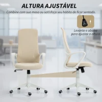 Vinsetto Cadeira de Escritório Ergonómica com Altura Ajustável Função de Inclinação e Encosto Alto 62x56x110-119,5 cm Bege(m-4)
