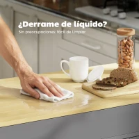 HOMCOM Isla de Cocina con Ruedas Encimera Extensible 4 Puertas Estantes Ajustables Especiero y Soporte para Toallas Gris(m-8)