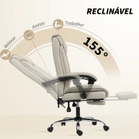 HOMCOM Cadeira de Escritório com Apoio para os Pés Encosto Reclinável e Revestida em Couro Sintético  66x72x113-121 cm Caqui(m-4)