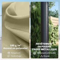 Outsunny Parasol de Jardin Double 36 LED Solaires Rectangulaire UPF 50+ Structure à 12 Baleines avec Manivelle 395x215cm Beige(m-7)