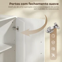 HOMCOM Aparador de Cozinha com 4 Prateleiras 4 Portas com Fecho Suave Móvel para TV de 72 Polegadas 152x40x80 cm Branco(m-8)